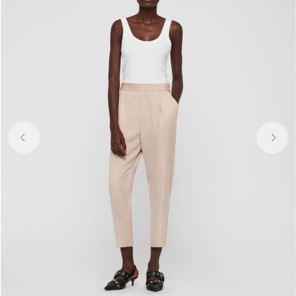 All Saints Alva tapered pant Size 4, Blush, natural viscose + cotton fabric